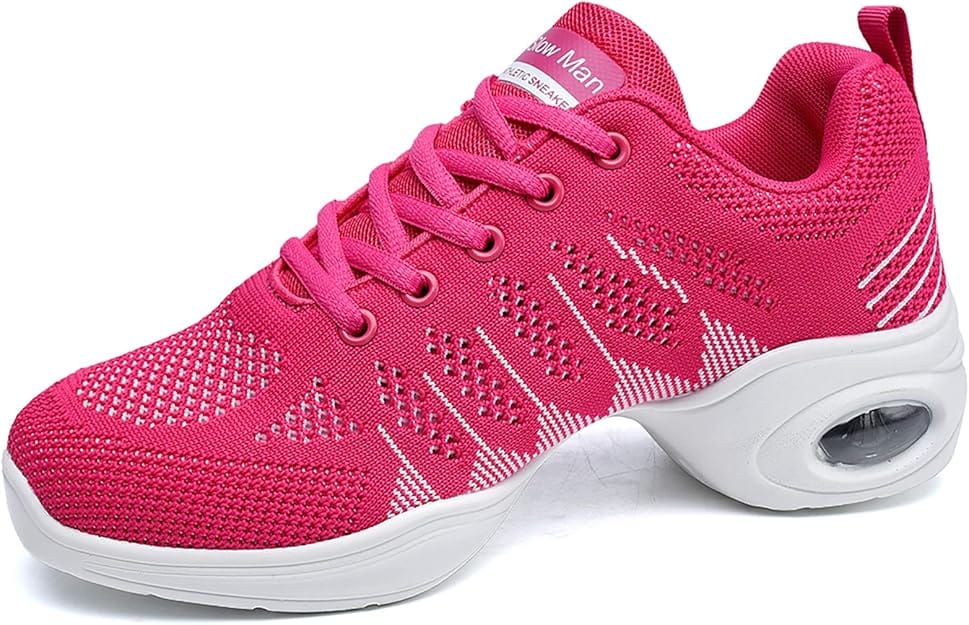Women's Jazz Shoes Lace-up Sneakers - Breathable Air Cushion Lady Split Sole Athletic Walking Dance Shoes Platform